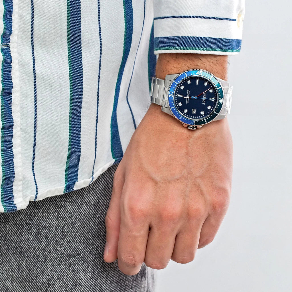 Esprit Men's Silver Stainless Steel Watch, Blue Dial | ES1G010M0035-3
