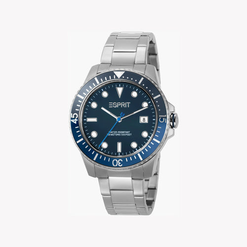 Esprit Men's Silver Stainless Steel Watch, Blue Dial | ES1G010M0035-0